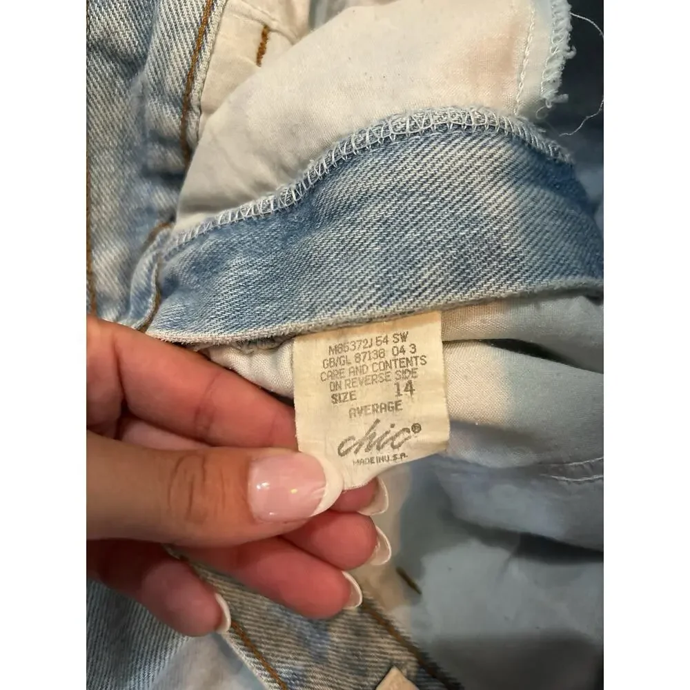 90s VTG Chic Jeans Women's 14 High Waist Light Blue Denim Tapered Mom Jeans USA